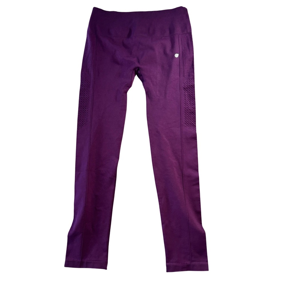 Jilla‎ Active Women Purple Seamless Textured Mesh Panel Leggings Size L Plum
